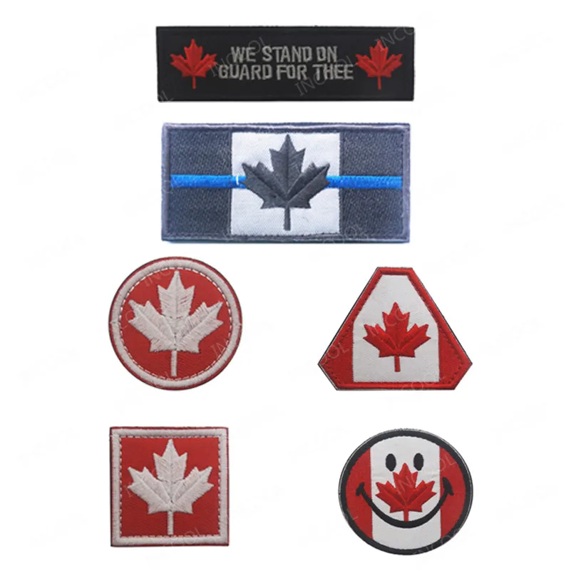 Canada Embroidery Patch Canadian Maple Leaf Flag Patches Appliques Rubber Embroidered Patch For Clothing Backpack