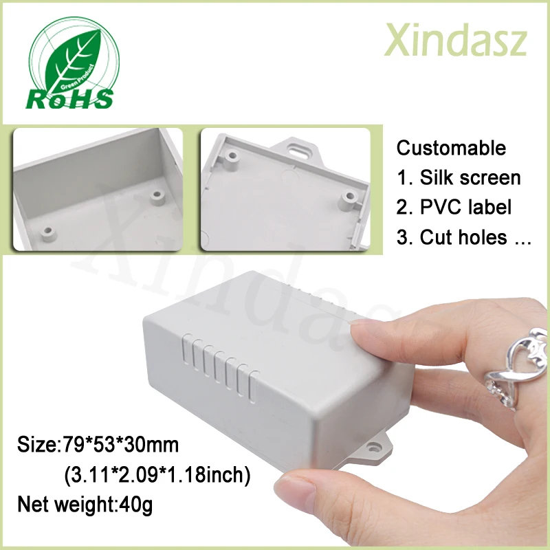 10pcs/lot 79*53*30mm Junction boxes / plastic case / over junction box / power shell / filling plastic box / snap