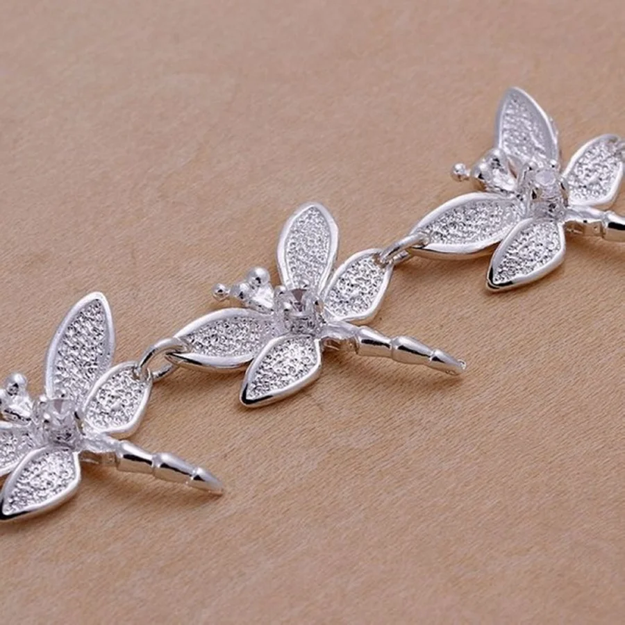 high quality new fashion Silver color Jewelry Creative inlaid stone dragonfly Bracelets Chain lady women free shipping H121