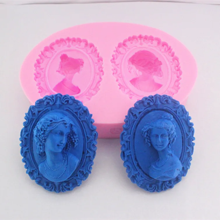 LARGE Cameo lady brooch style Cabochon candy Mold, Sugarcraft fondant gunpasted, 11x8x2cm   FM140