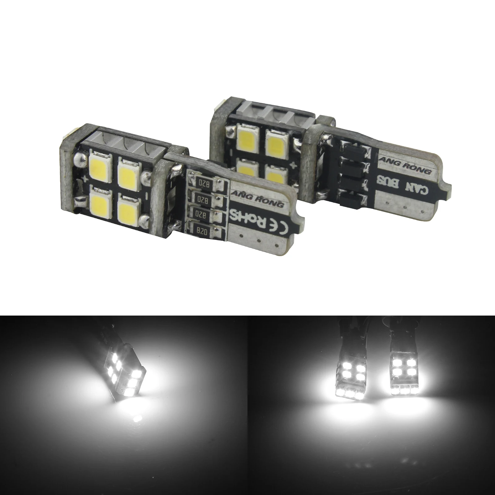 

ANGRONG 10x T10 W5W светодиодсветодиодный лампа для салона автомобиля 11 SMD Автоматическая сигнальная лампа 12V 194 501, белая парковочная лампа с боковым клином