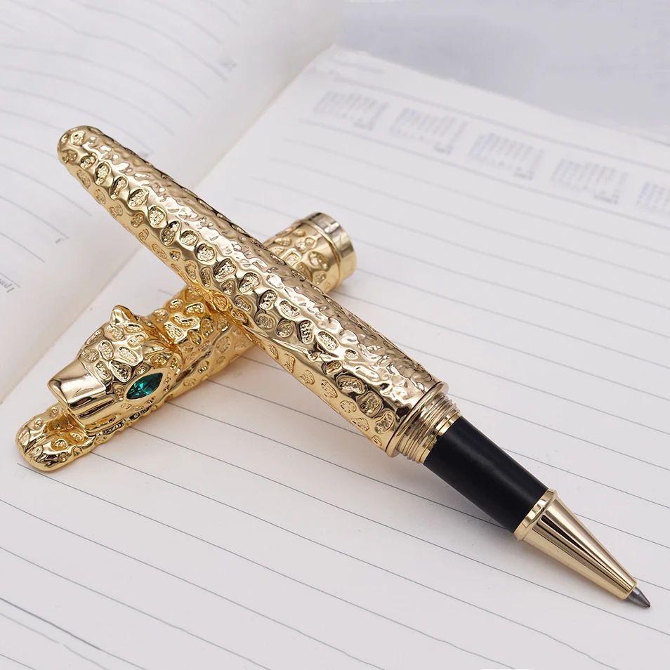 

New Jinhao Cheetah Full Metal Golden Rollerball Pen Luxurious Exquisite Advanced Writing Gift Pen for Business Graduate Office