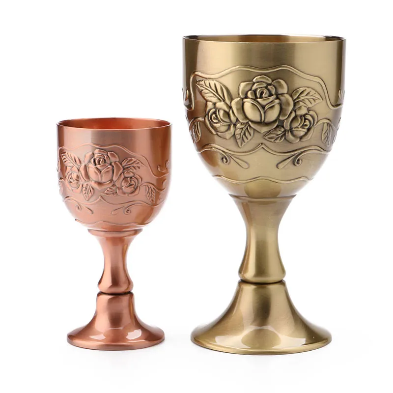

Wine Glasses Vintage Mediterranean Sea Goblet 40/120ML Drinkware Copper Mugs Handmade Engraving Flower Pattern Cup Drinkware