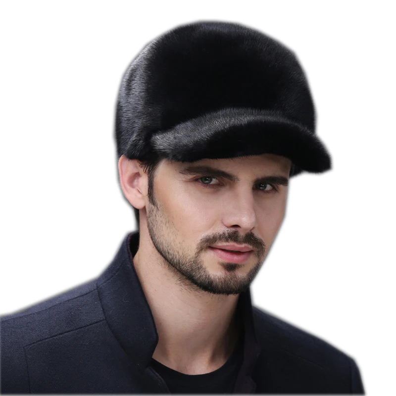 Fur hats for winter men whole real mink fur baseball hat with 2022 New luxury fashion man fur good quality men's winter fur hats