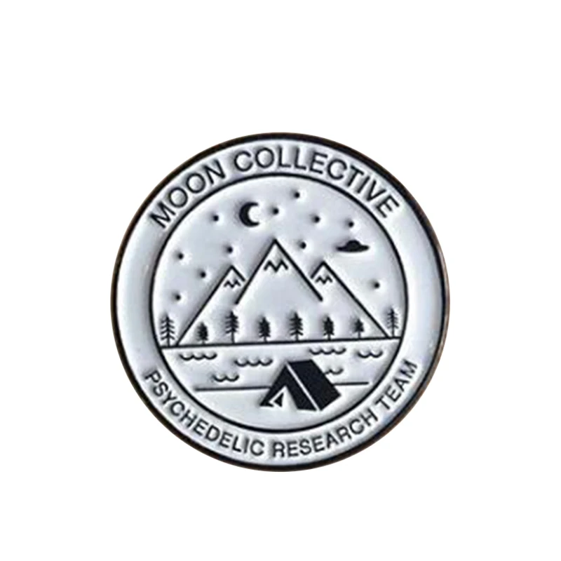 moon collective psychedelic research team badge Enamel pin