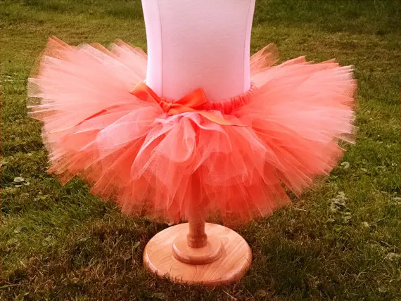 New Retail Girls Orange Tutu Skirts Baby Fluffy Ballet Tulle Pettiskirts with Ribbon Bow and Flower Headband Kids Party Tutus