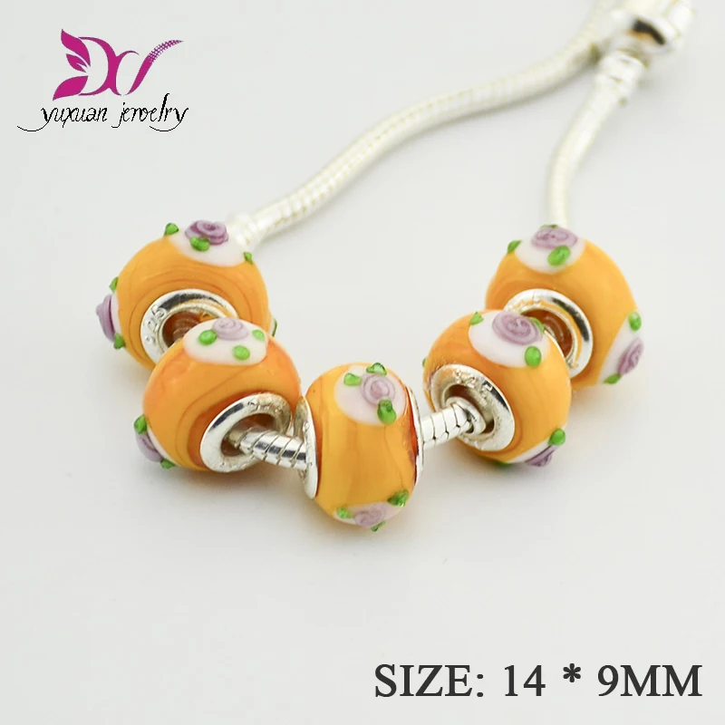 Wholesale AAA Italian Murano Glass Beads Disni Ariel'S Signature Color Glass Charms Fit  Bracelet cristal  TK081