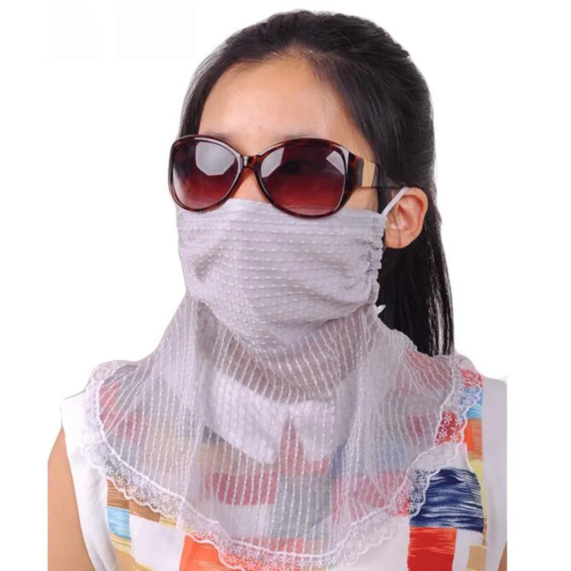 Summer Lady Driving Face Mask Chiffon Sunscreen Women Anti-ultraviolet Cycling Breathable High Quality Fashion Female Mask H3144