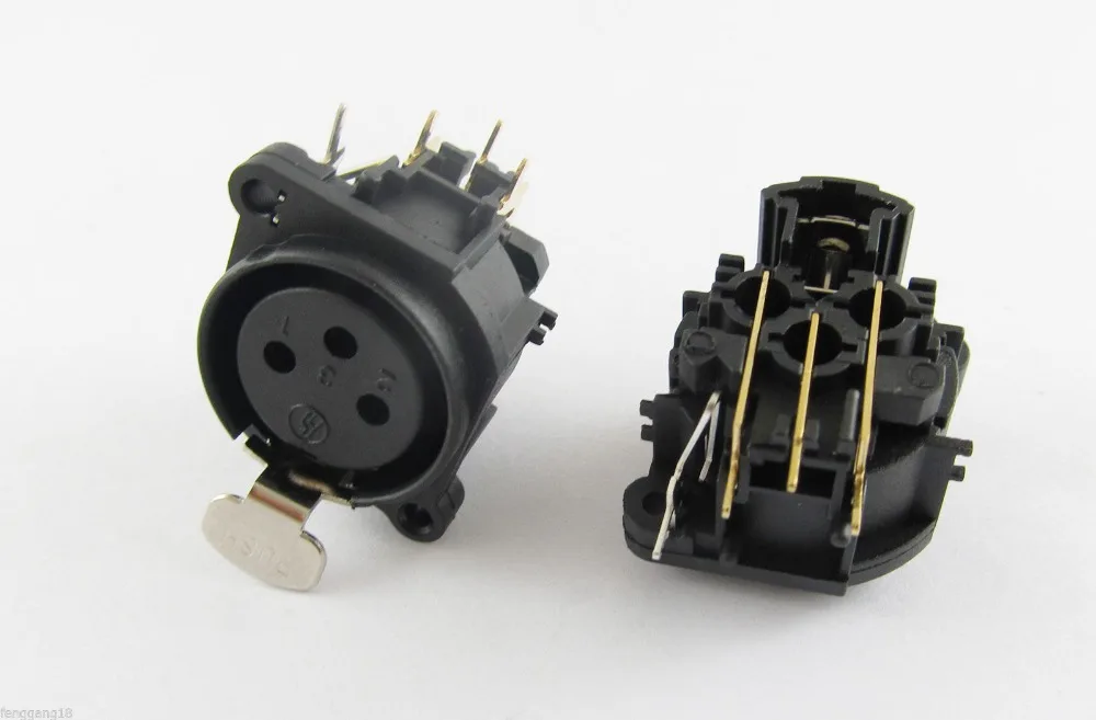 Conector de 3 pinos fêmea xlr, conector de montagem para painel, 3 pinos, cobre, banhado a ouro, 1 peça