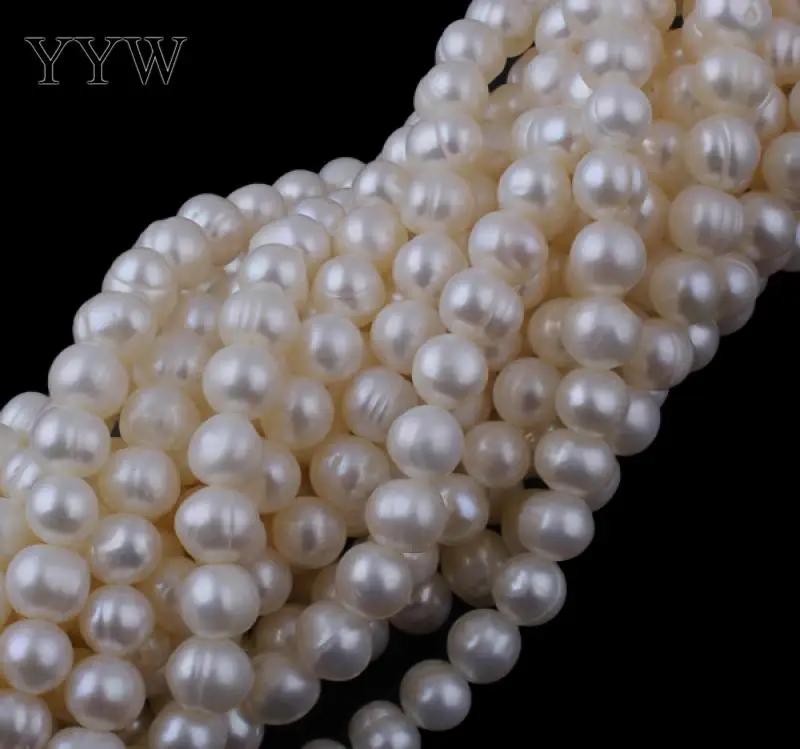 YYW High Quality 7-8mm 100% Natural Freshwater Pearl Beads white Pearl Round Loose Beads DIY Necklace Bracelat Jewelry Making