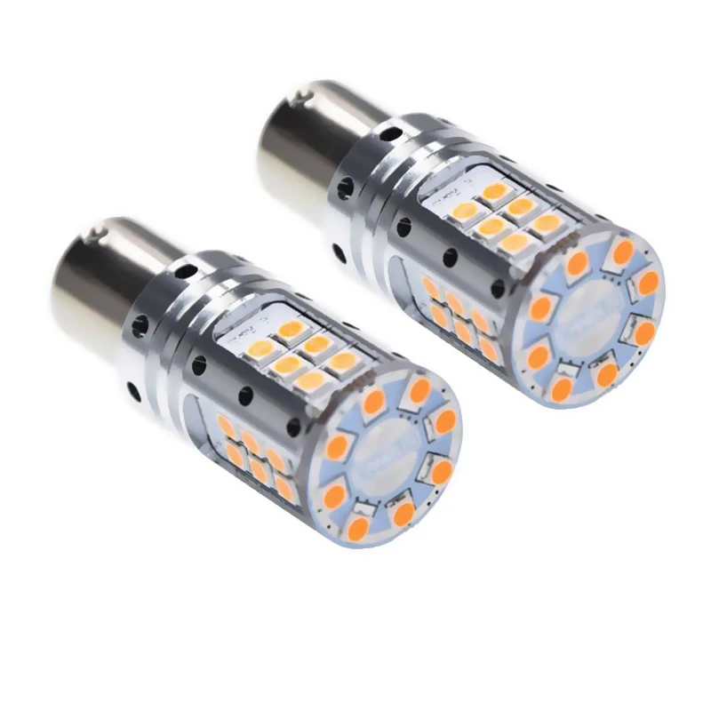 

2 x 1156PY PY21W LED Amber No Error Turn Signal light BAU15S 7507 Orange Yellow 3030 Car Canbus No Hyper Flash Bulb Lamp 12V 24V