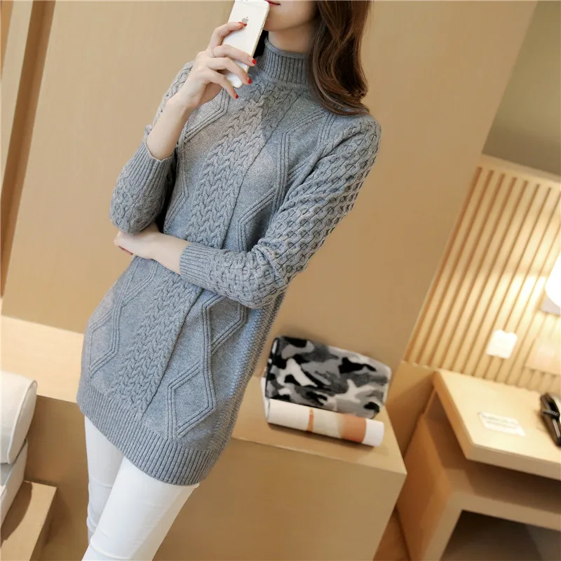 Thick Warm Women Turtleneck 2019 Winter Women Sweaters And Pullovers Knit Long Sleeve Sweater Female Jumper Tops NS4339