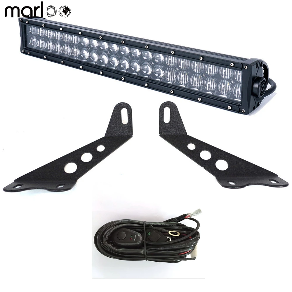 

Marloo Hood Mounting Bracket With 20" 22" 5D 120W LED Work Light bar Spot Flood Combo For 2007-2017 Jeep JK Wrangler JK