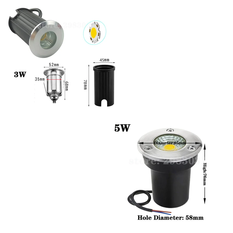 방수 LED 지하 조명 3W 5W 10W 12W, 지상 정원 경로 플로어 램프 야외 매장 마당 풍경 조명