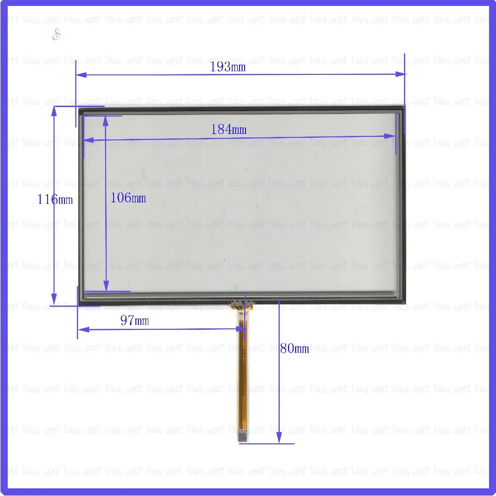 

ZhiYuSun POST KDT-6259 8 inch 4-wire resistive touch panel for Car DVD, 193*116 GPS 193mm*116mm this is compatible