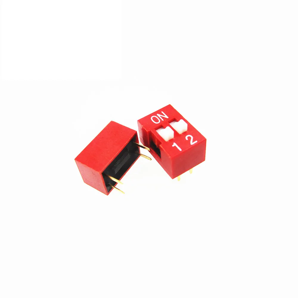 50PCS 2P 2 Position DIP Switch 2.54mm Pitch 2 Row 4 Pin