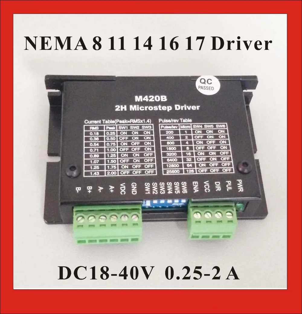 24VDC Stepper Motor Driver M420B For NEMA 8 11 14 16 17 Stepper Motor 0.25-2A DC18-40V