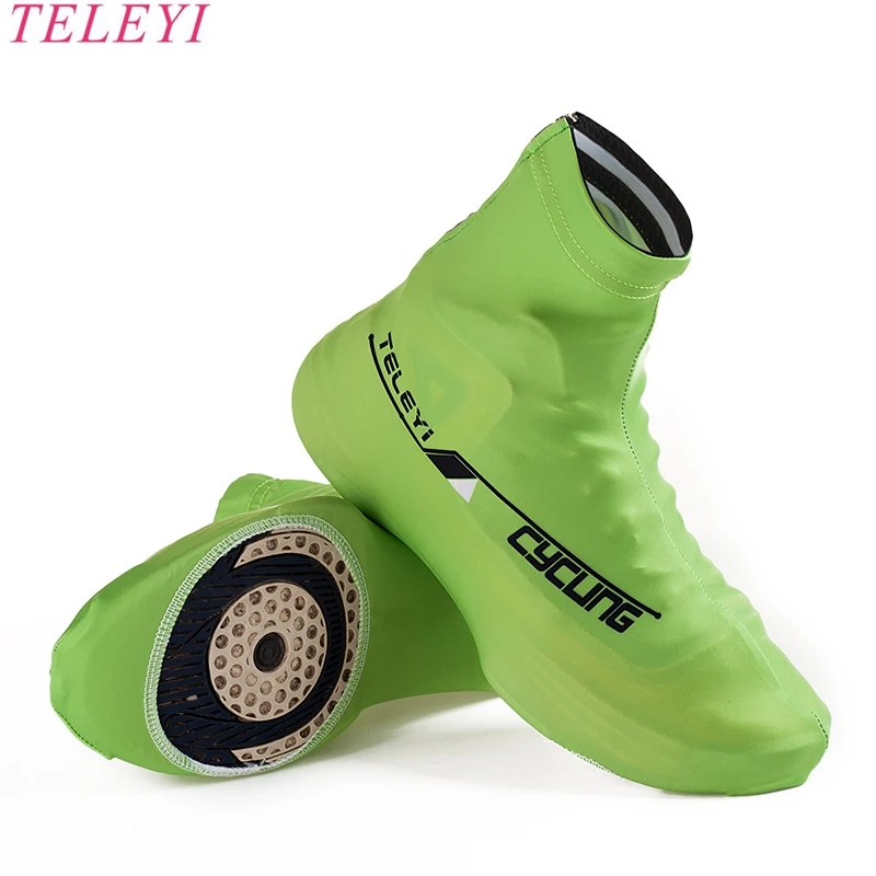 Black Green Cycling Shoe Cover Men Women Bike windproof Shoe Cover MTB Bicycle Zippered Overshoes Riding Breathable