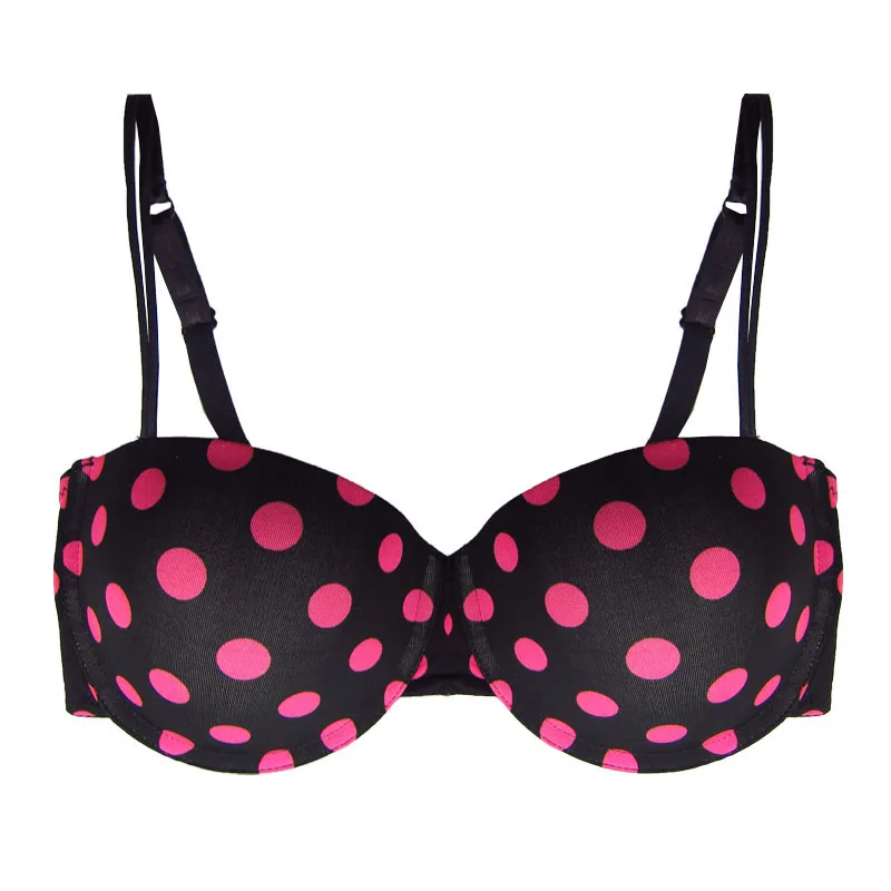 

Female Cute Underwear Women Half Cup Padded Push Up Bra Pink Dots Sexy Style 32-34-36-38 B-C-D-DD Small Cup Women Bra NO. ZBW011