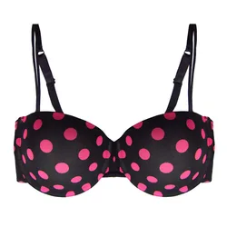 Ropa interior bonita para mujer, sujetador de realce acolchado de media copa con puntos rosas, estilo Sexy 32-34-36-38 B-C-D-DD, NO. ZBW011