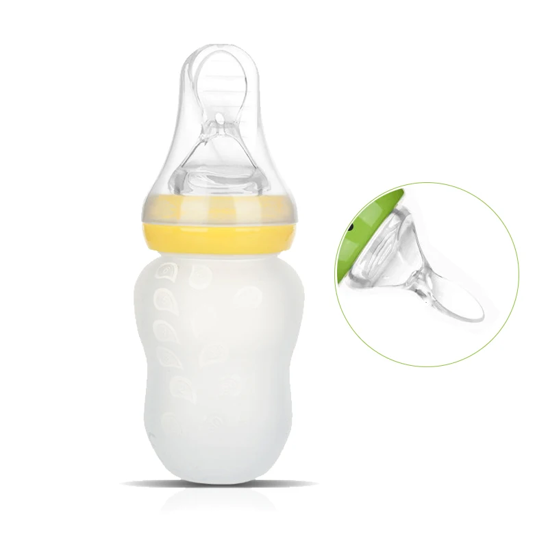 Infant Silica Gel Feeding Bottle With Spoon Newborn Baby Kids Food Supplement Rice Cereal Bottles and Milk bottle 2 Use In 1