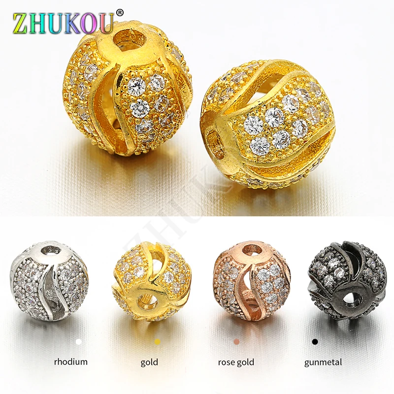 7mm Brass Cubic Zirconia Crystal Spacer Beads DIY Jewelry Bracelet Necklace Making, Hole: 1.5mm, Model: VZ21