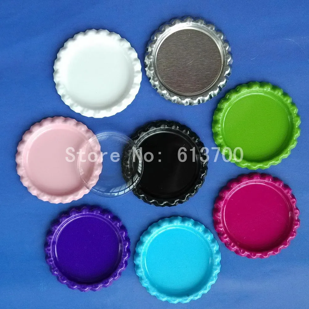 1000 Pcs Both Side Colored Flattened Bottle Caps +1000 pcs Clear Epoxy Domes Stickers For Crafts & Jewelry Accessories