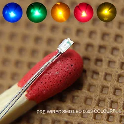 Evemodel T0603 20Pcs Smd Led 0603 Lichten Pre-Wired Micro Ptfe Draad Blauw Groen Oranje Rood Geel