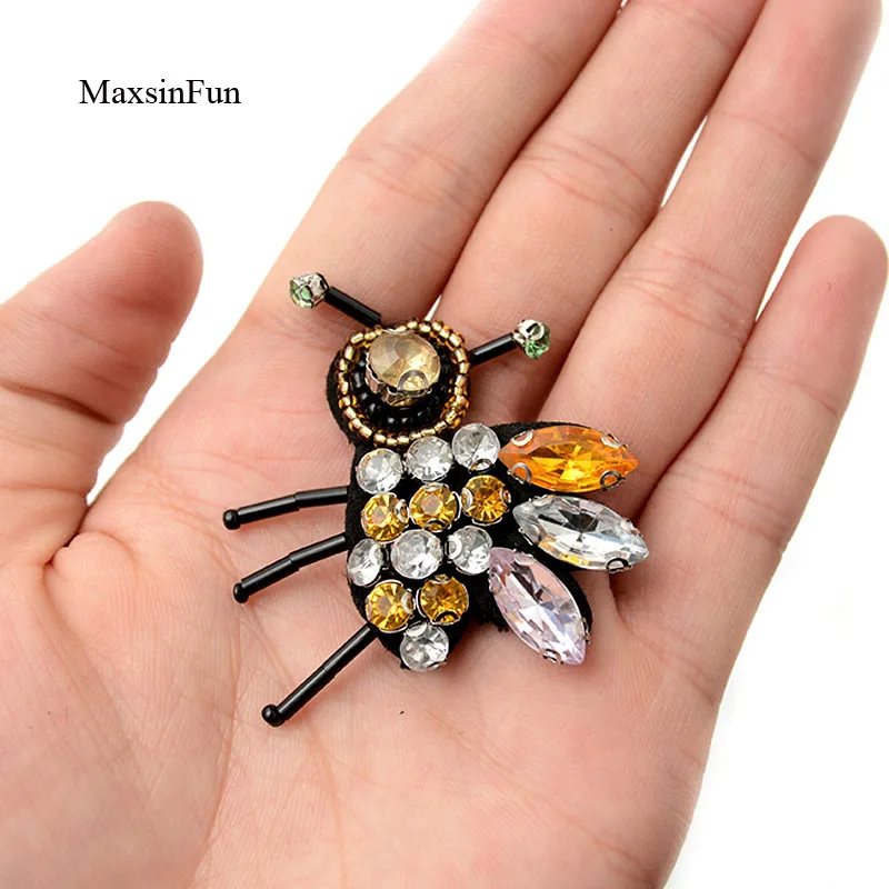 Maxsin Fun Fashion strass Beads api Dragonfly Applique patch per abbigliamento borse spilla vestiti cucire o incollare sulle toppe