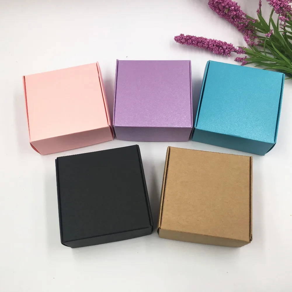 100Pcs/ Lot Kraft Paper Box Favors Small Gift Candy Soap Packaging Boxes Jewelry Craft Package Paper Box