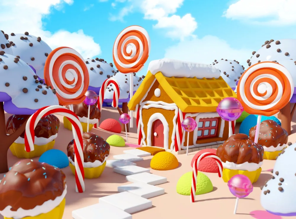 7x5FT Ice Cream  Clouds Chocolate Garden Candyland Candy Sweets Bar Custom Photo Studio Backdrop Background Vinyl 220cm x 150cm