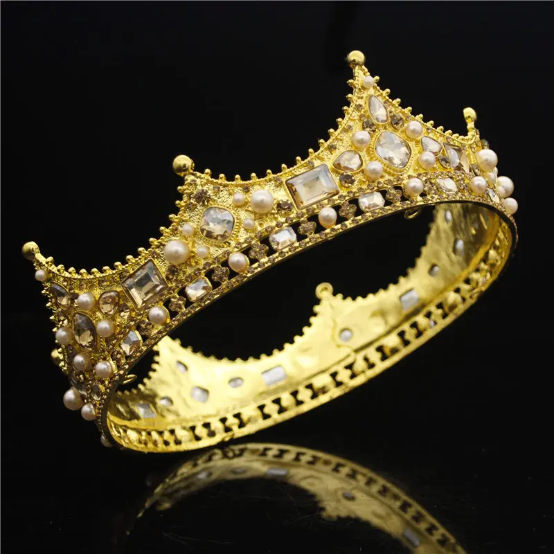 

Baroque Queen King Tiara Crown for Bridal Wedding Hair Jewelry Crystal Diadem Prom Headpiece Party Tiaras and Crowns