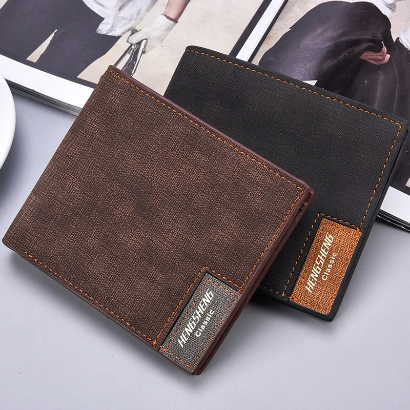 

Short Slim Men's Leather Wallet Thin Men Credit Card Holder Purse For Man Small Money Bag