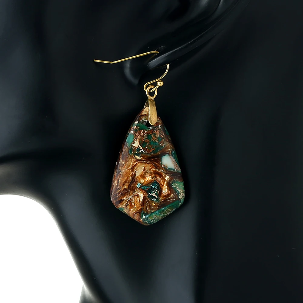 Bohemian Hypoallergenic Inspiration Stylish Ethnic Imperial Jasper Stone Charm Dangling Earrings for women Girl Drop Shipping