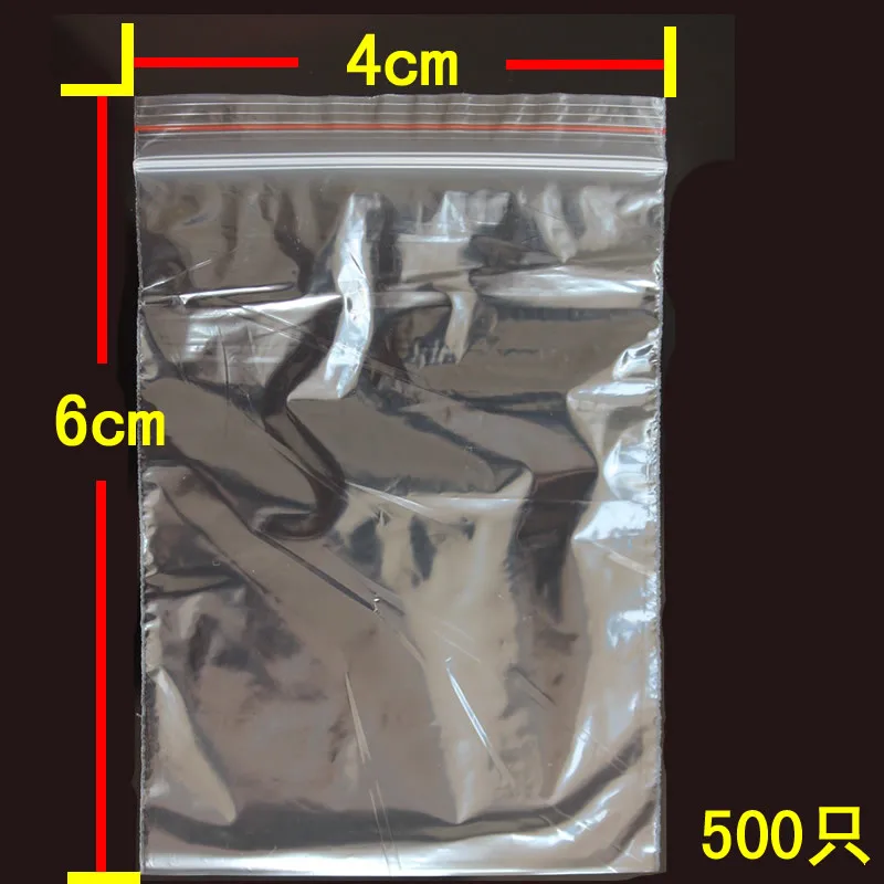 1000p/lot 4x6cm small clear plastic zip lock bag pe zipper poly bag