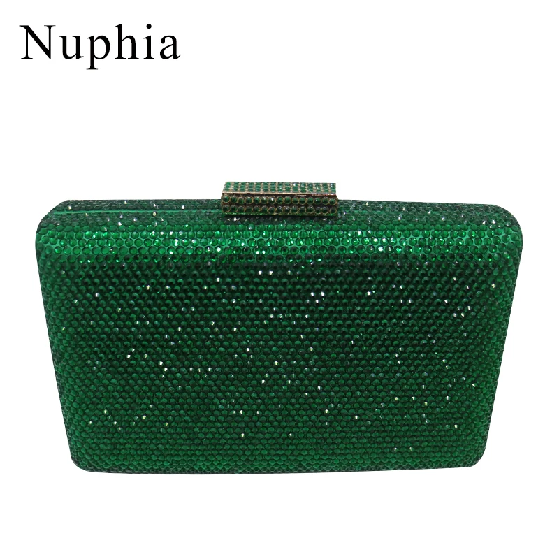 

NUPHIA Dark Green Clutch Crystal Clutches and Evening Bags for Women Party Evening Prom Emerald