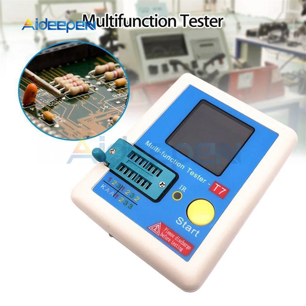 LCR-T7 T7 Transistor Tester Tft Diode Triode Capaciteit Meter Lcr Esr Meter Npn Mosfet Ir Multifunctionele Tester Multimeter