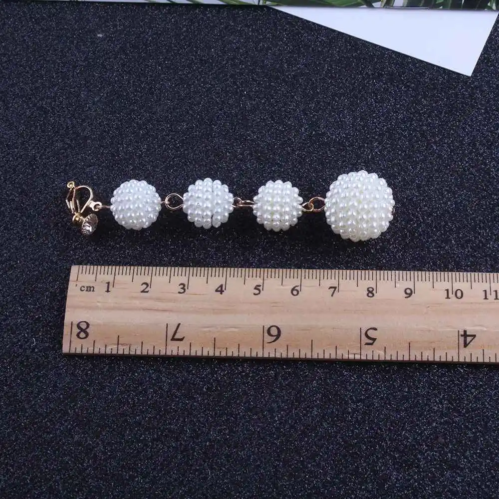 JIOFREE New Long simulated pearl Clip on Earrings No Pierced for Girl Party Needn\'t Ear Hole Earrings Korea Style