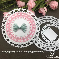 Alinacutle Die Cut Metal Cutting Die Round Frame Heart Border rosetta Edge Scrapbooking Paper Craft Album Card Punch Art Cutter