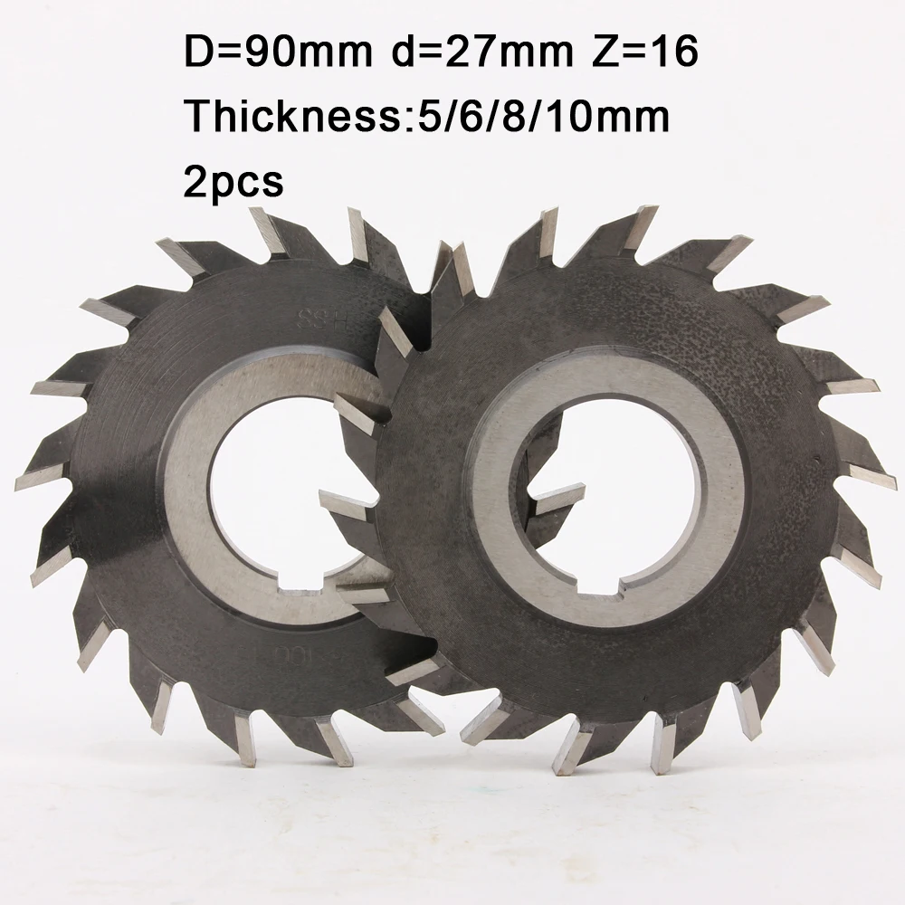 

high speed steel wood cutter 2pcs 90*5*6*8*10 straight tooth mill three blade cutter metal milling cutter