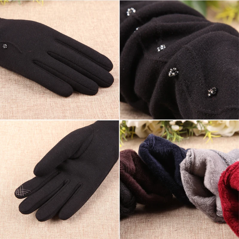 Spun Velvet Woman Gloves Cuff Female Autumn Winter Five Finger Gloves Knitted Thickening Warm Arm Sleeve Warmers BL023N1