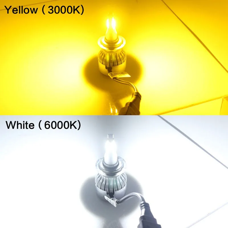 2 個自動電球 H7 H4 H11 H1 9005 LED 9006 HB2 HB3 HB4 車ヘッドライト 2 ピース/ロット 72 ワット 8000Lm 12V 8000 18k 3000 18k イエローホワイトランプ