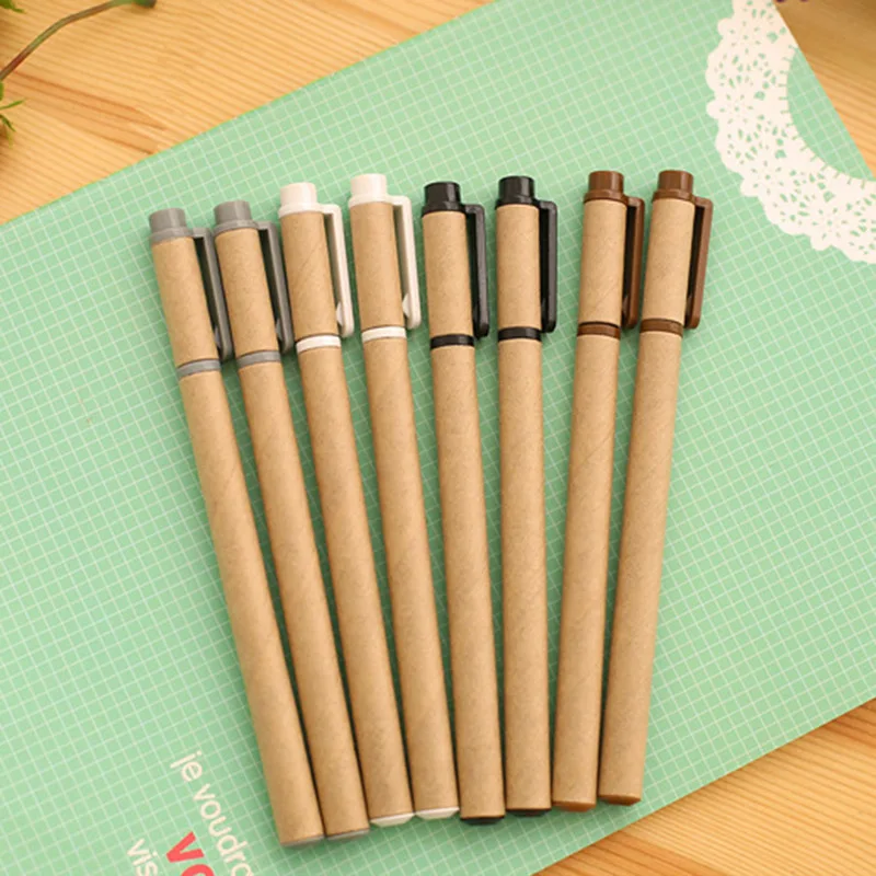 

Japanese Korean Stationery Kraft Paper Shell Neutral Pen Creative Water Pen signature Pens 0.5mm