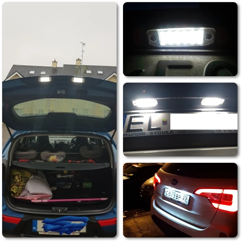 2PCs Error Free Full White Led License Plate Lights For Hyundai Veracruz ix55 2007 2008 2009 2010 2011 2012 2013 2014 2015