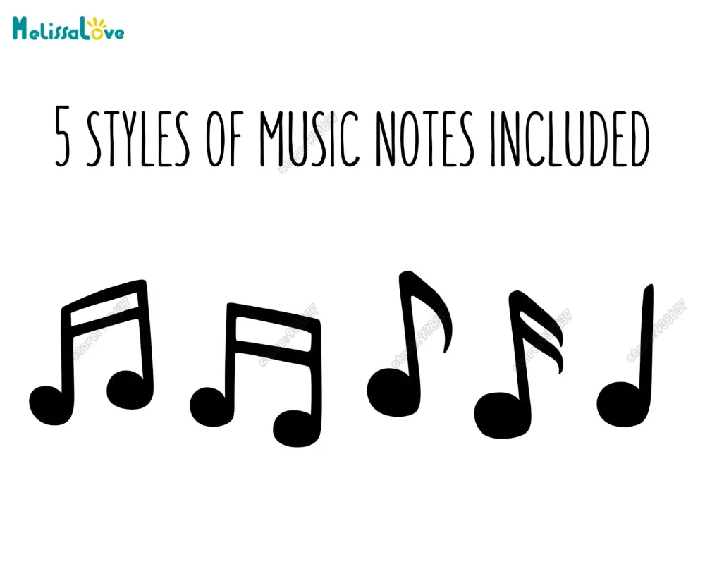50 pcs Music Note Pattern Sticker For Kid\'s Bedroom Music Lover 5 Type Decorate Wall Sicker Baby Girl Removable Wall Decor SK020