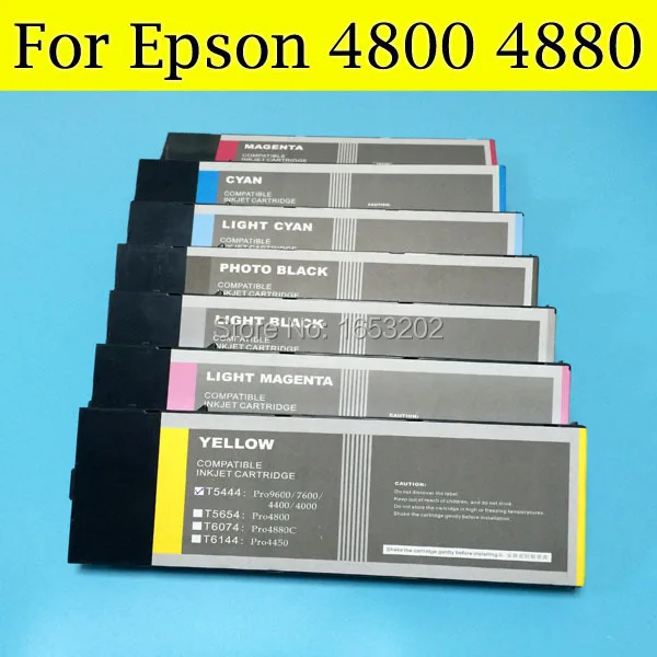 1 Set 4880 Refill Full Pigment Ink Cartridge For Epson 4880 Printer With Show Ink Level Chip