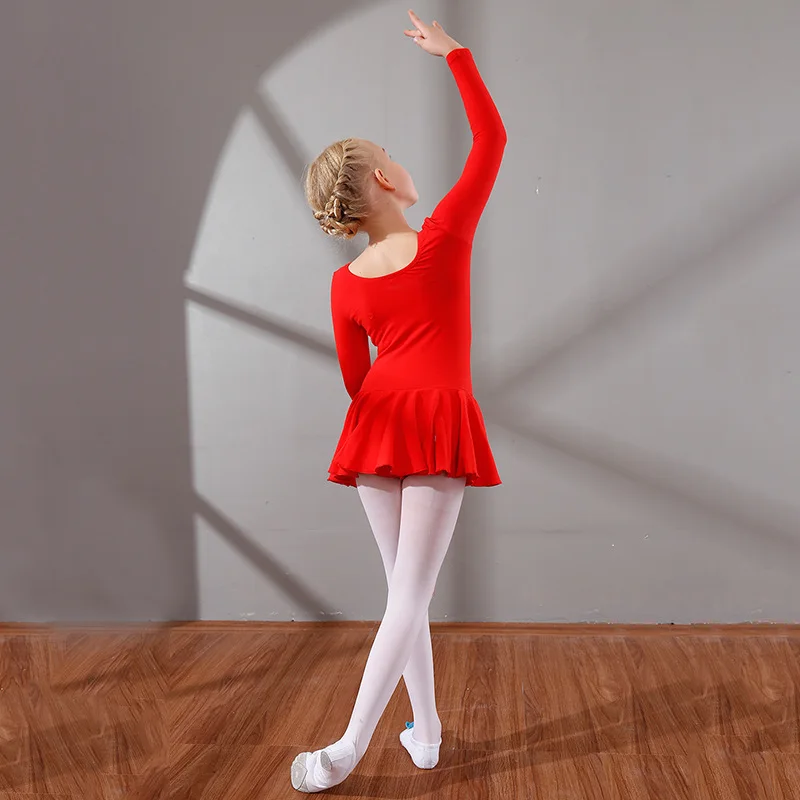 Mädchen Ballett Tanzen Kleid Langarm Ballett Anzug Kindergarten Tanzen Kleid Gymnastik Trikot für Mädchen Tutu D0771