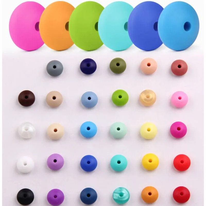 100pcs Teething Silicone Beads Lentil Abacus 12*7mm Bpa Free Tooth Diy Teether Necklace Bead Jewelry Baby Toys Baby Care