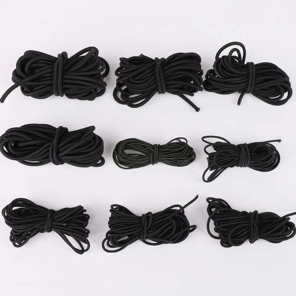 2M Black Strong Elastic Rope Cord Bungee Shock Cord Stretch String for DIY Outdoor Project Tents Kayak Boat Bag Luggage