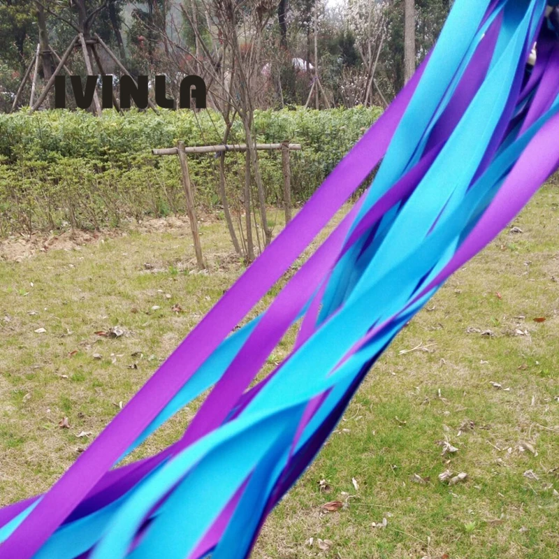 50pcs/lot  purple and blue wedding ribbon wands with big sliver bell for wedding